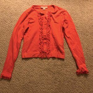 Orange Ruffle Cardigan